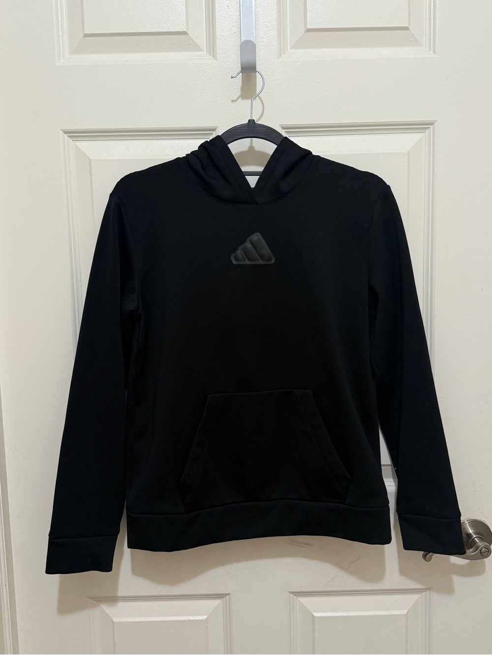adidas Black Kids Hooded Pullover with Logo